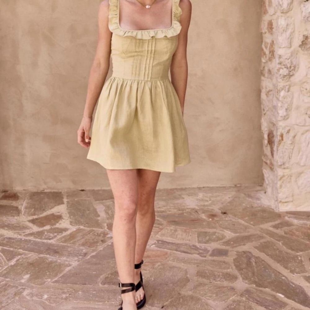 VRG GRL Athena Linen Midi Dress | Sage | AU Size 10 US Size M